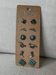 27 Western Mini Concho Assorted Stud Earring Set