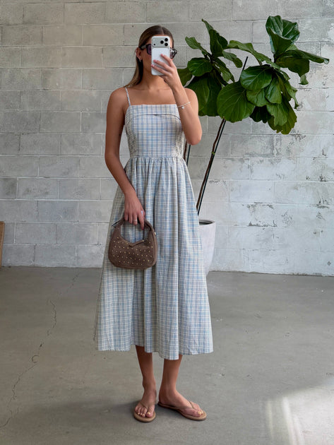 summer midi dresses australia Women's Sleeveless Tie Neck Midi Dress - Tassel Print Summer Dress