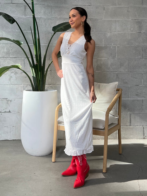 White Lace Eyelet Maxi Dress  Maxi Dresses – Saved by the Dress