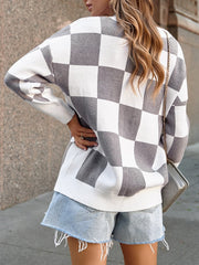 27 Checkered Button Up Cardigan