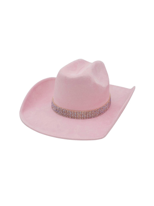 27 Rhinestone Banded Suede Cowboy Hat