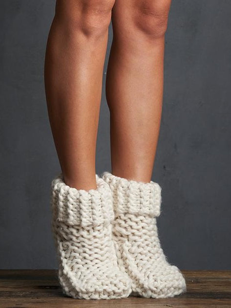 LEMON LOUNGEWEAR Cabin Cuffed Knit Slippers 27 Boutique
