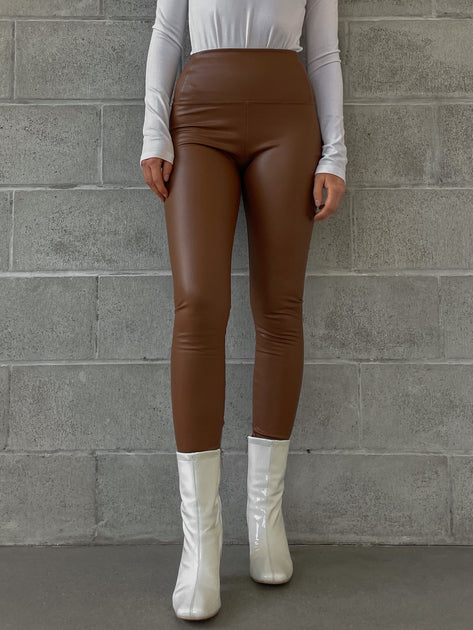 Commando faux leather patent perfect control leggings in tan - part of a set