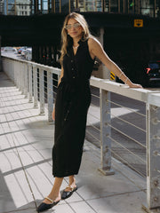 BLACK TAPE Button Front Sleeveless Shirt Dress
