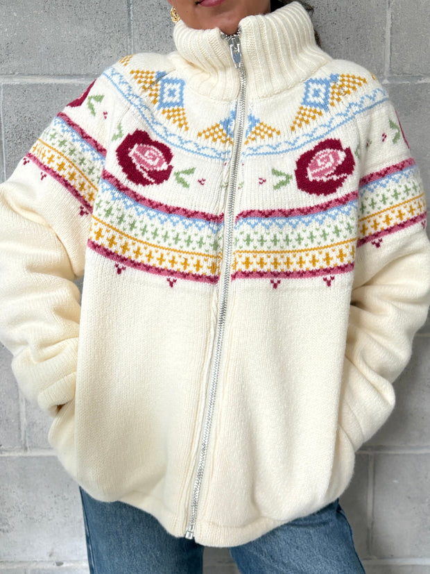 RD STYLE Rose Zip Up Knit Jacket