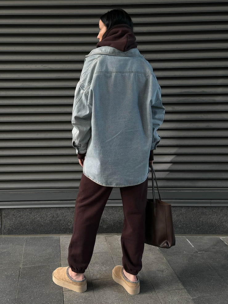 BRUNETTE THE LABEL Oversized Denim Jacket / Shirt Dress