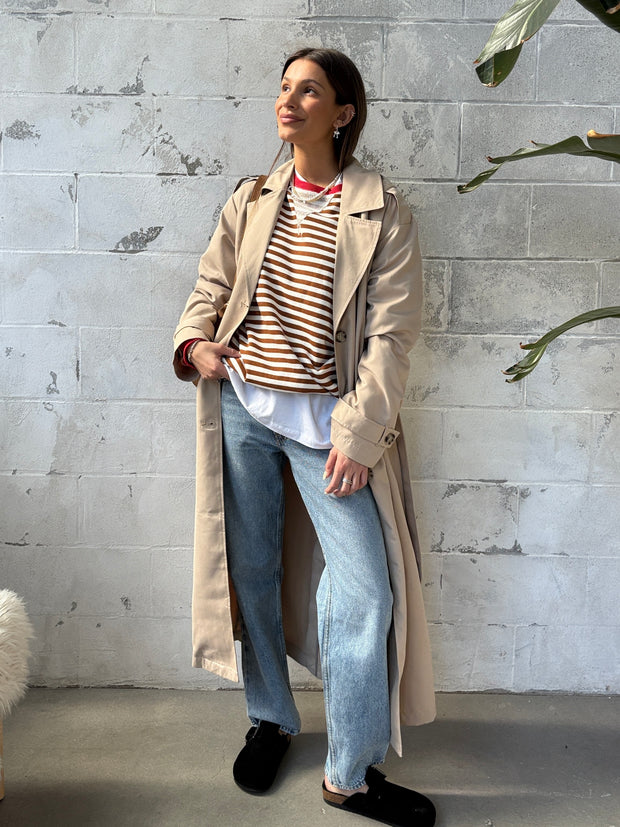 ONLY Long Line Belted Trench Coat