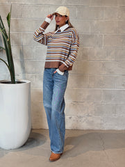 27 Striped Knit Long Sleeve Top