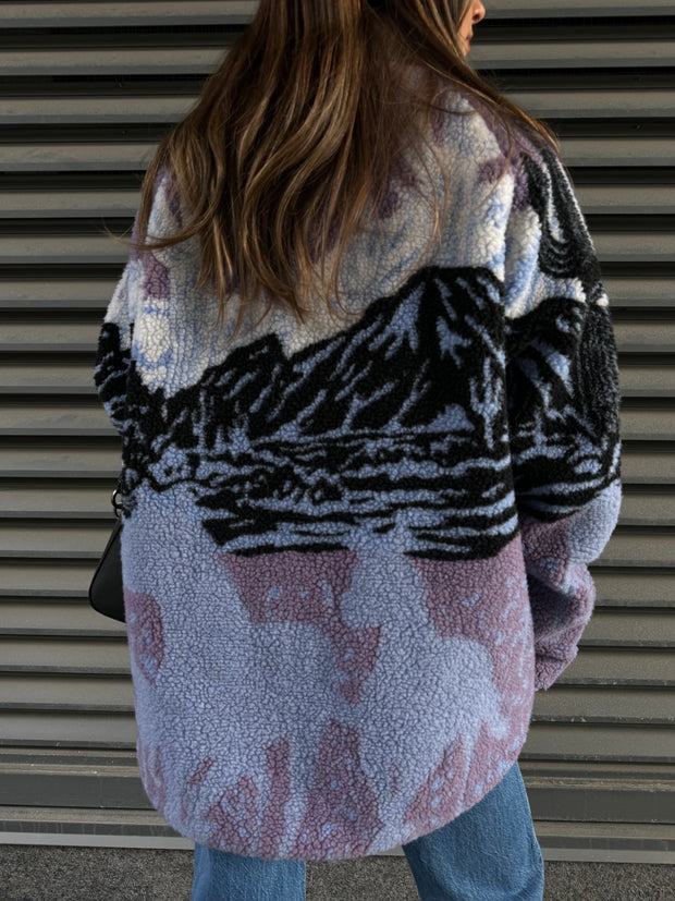 KUWALLA "Horsey Time" and "Wolf Pack" Unisex Sherpa Zip Up Jackets