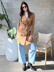 BLACK TAPE Faux Suede Belted Trench Coat
