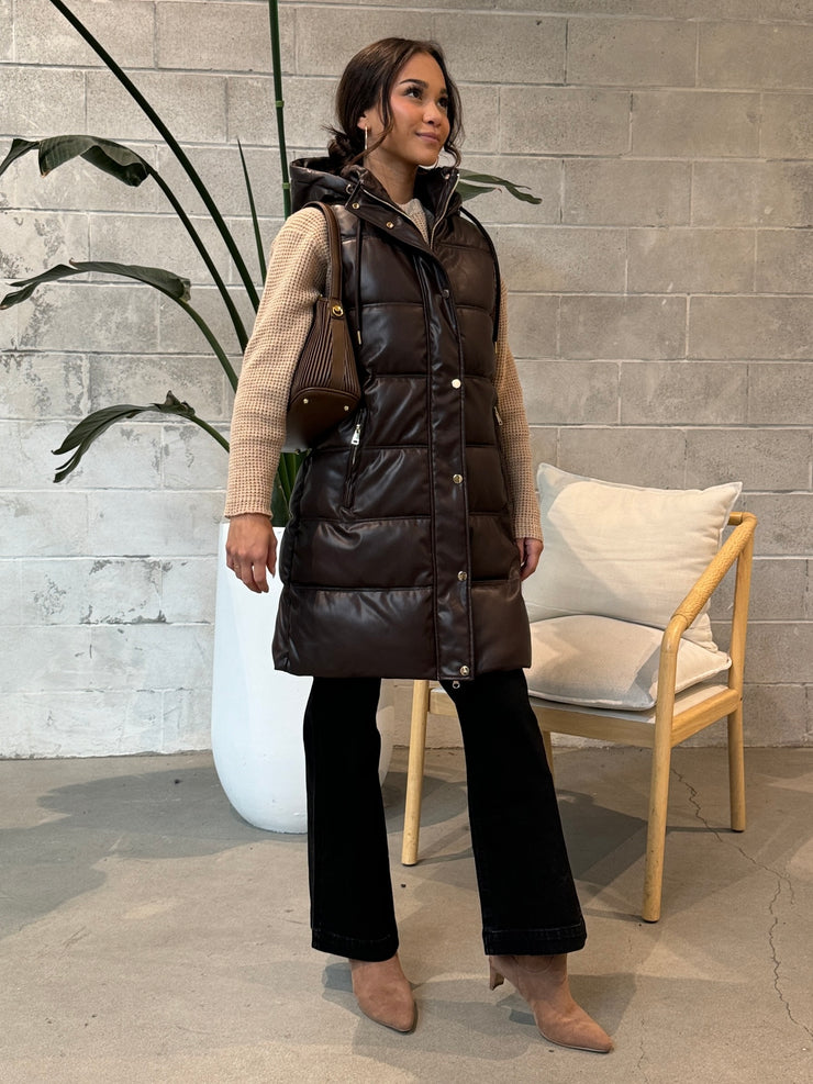 Leather bubble vest online