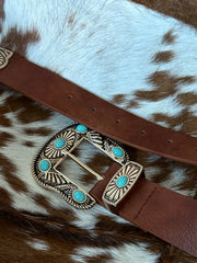 27 Turquoise Concho Western Buckle Belt