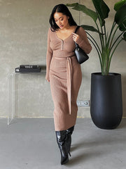 DEX Bailey Belted Midi Sweater Dress