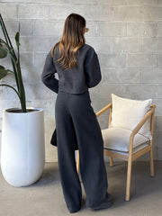 ROOM 34 Rib Knit Cardigan & Wide Leg Pant Set
