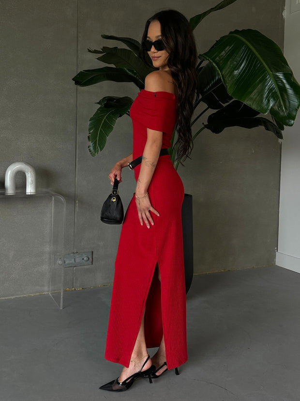 PIECES Lennox Off Shoulder Maxi Dress