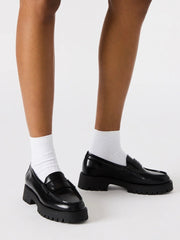 STEVE MADDEN Langsten Black Platform Lug Loafer