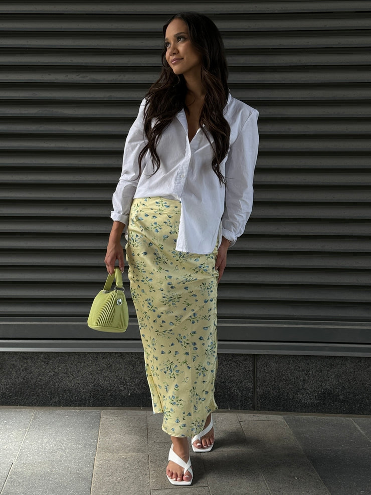 27 Morning Glory Floral Satin Maxi Skirt