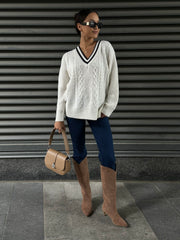 GENTLE FAWN Kyla V-Neck Varsity Sweater