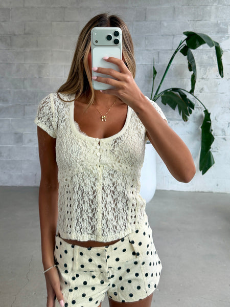 FREE PEOPLE Claro Lace Short Sleeve Tee – 27 Boutique