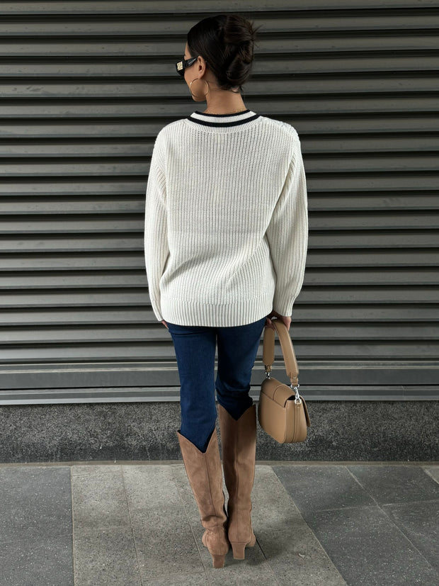 GENTLE FAWN Kyla V-Neck Varsity Sweater