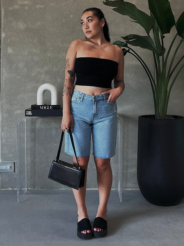 DEX Sara High Rise Long Denim Short