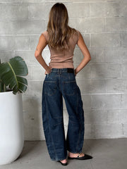 FREE PEOPLE Good Luck Mid Rise Barrel Jean