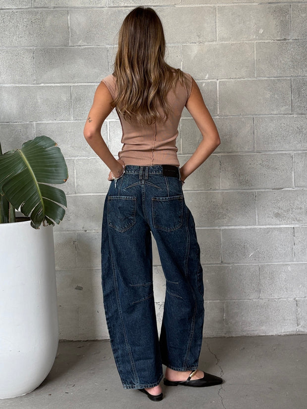 FREE PEOPLE Good Luck Mid Rise Barrel Jean
