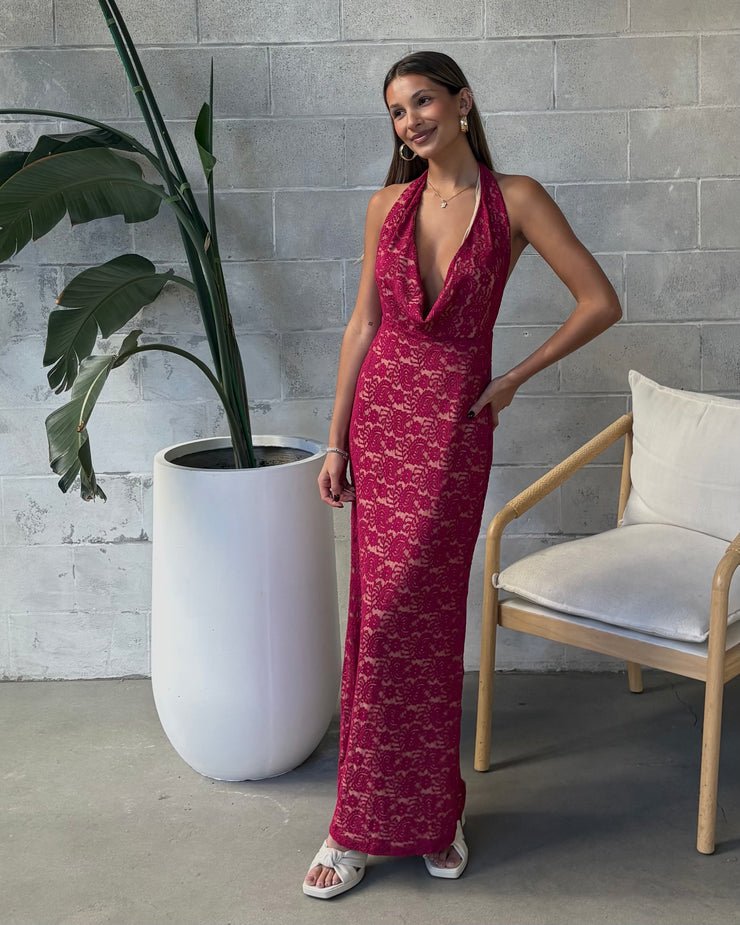 RUNAWAY THE LABEL Kylo Plunge Cowl Maxi Dress