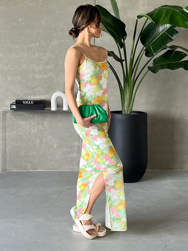 GLAMOROUS Blurred Floral Mesh Maxi Dress