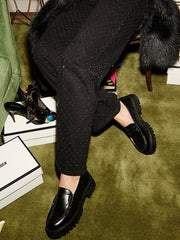 STEVE MADDEN Langsten Black Platform Lug Loafer