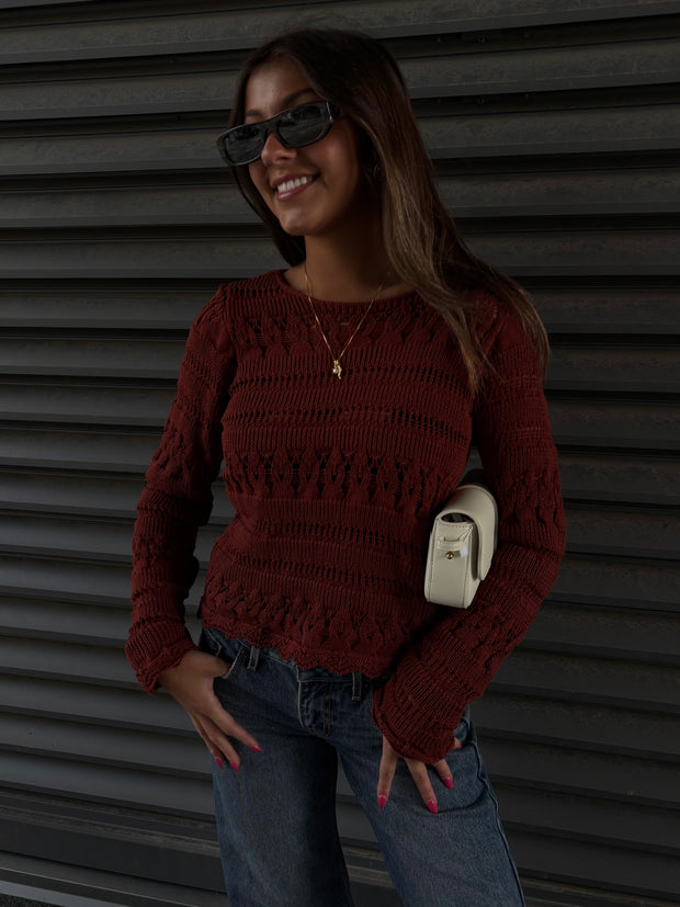 DEX Scallop Hem Crochet Top
