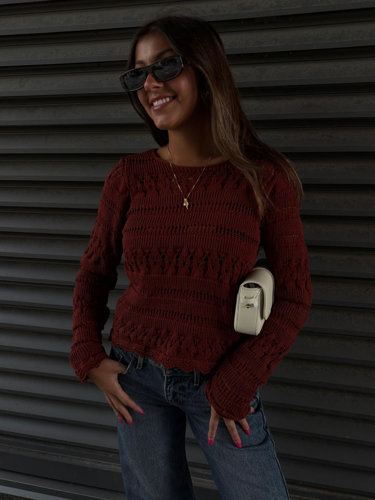 DEX Scallop Hem Crochet Top