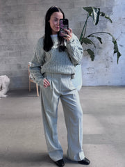 KUWALLA Braided Cable Knit Crewneck Sweater (Unisex)