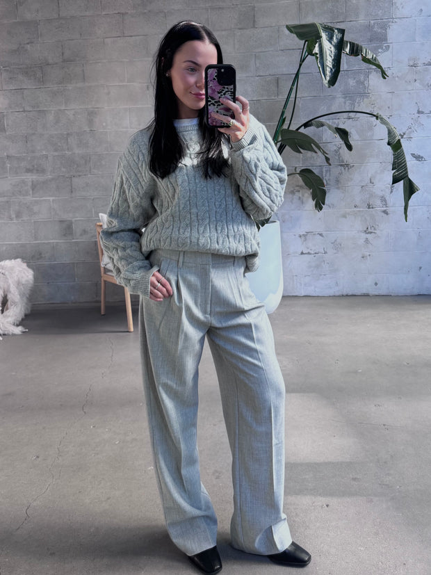 KUWALLA Braided Cable Knit Crewneck Sweater (Unisex)