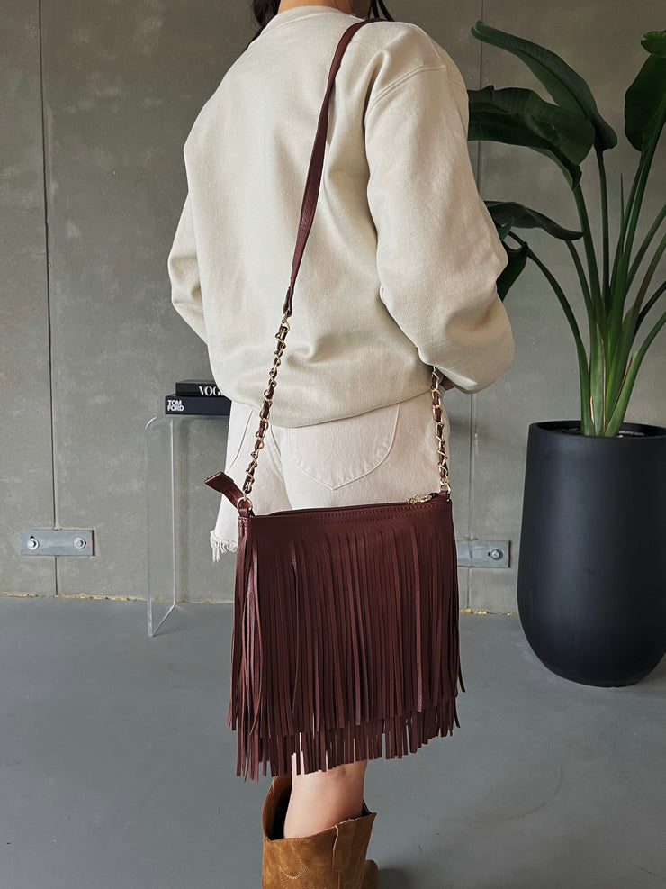 27 Double Layered Fringe Crossbody Bag