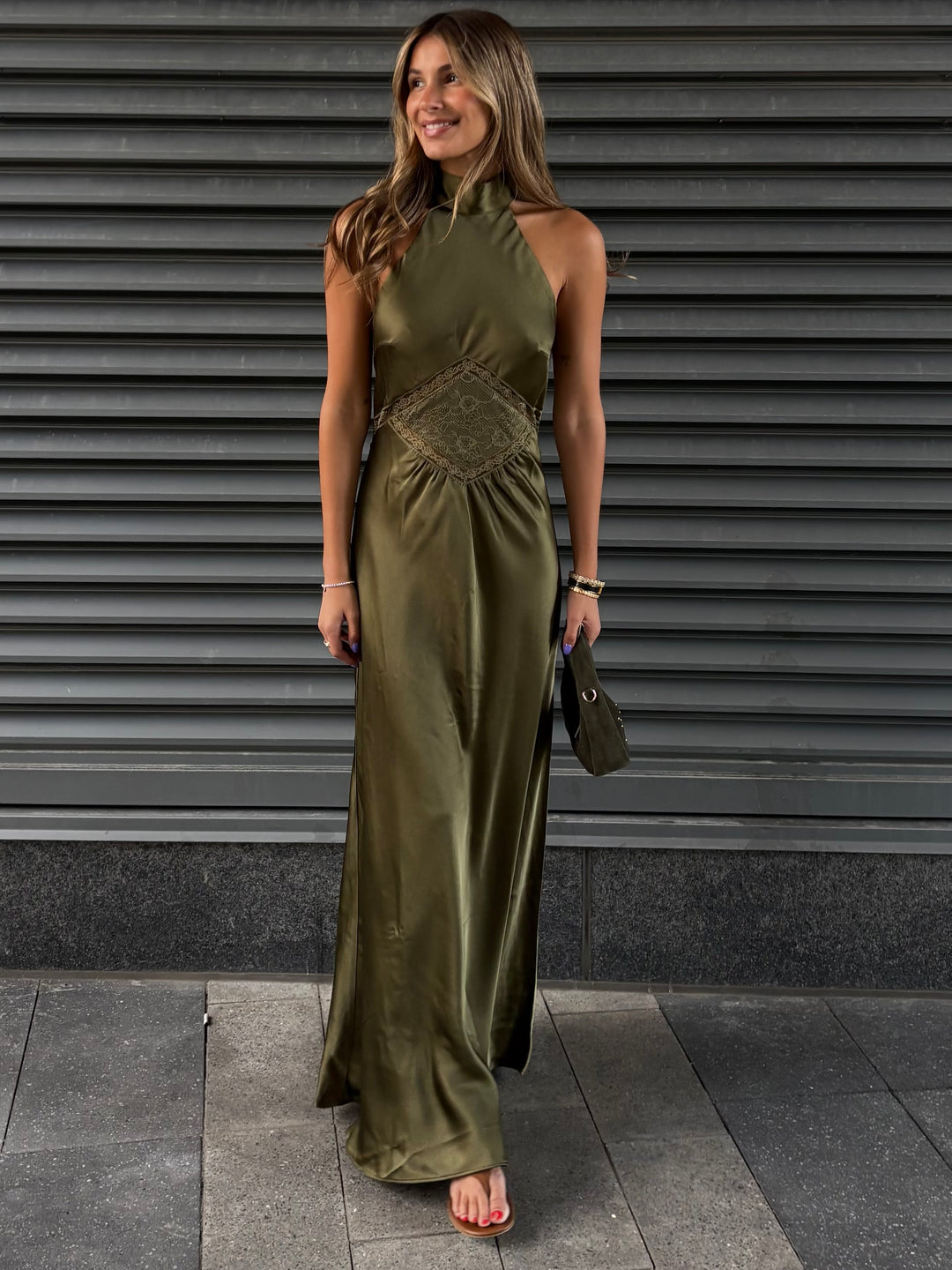 high neck satin maxi dress STEVE MADDEN Emmalie – 27 Boutique Color:White Linen 88% Acetate 12% Polyester fabric-type:90-nylon-10-spandex Fewfanhot Cocktail Dresses for