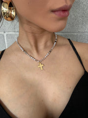 27 Cross Charm Beaded Necklace