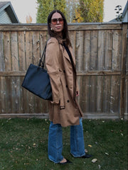 BLACK TAPE Faux Suede Belted Trench Coat