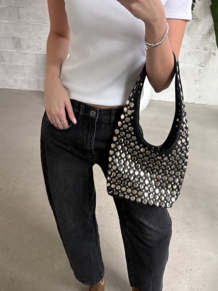 27 Faux Leather Studded Tote Bag