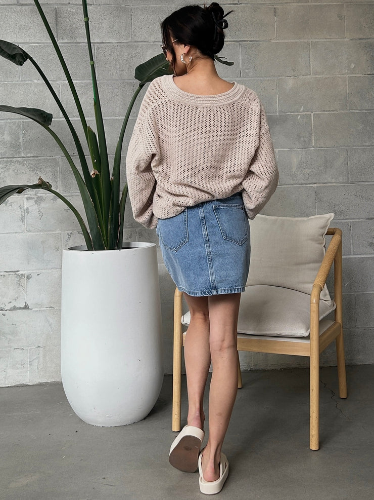 Z SUPPLY Kiami V-Neck Crochet Sweater