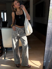 KUWALLA Shelly Wide Leg Leopard Jeans
