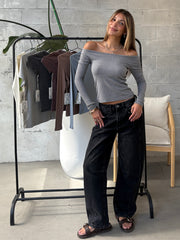KUWALLA Bridget Peachy Scoop Long Sleeve Top