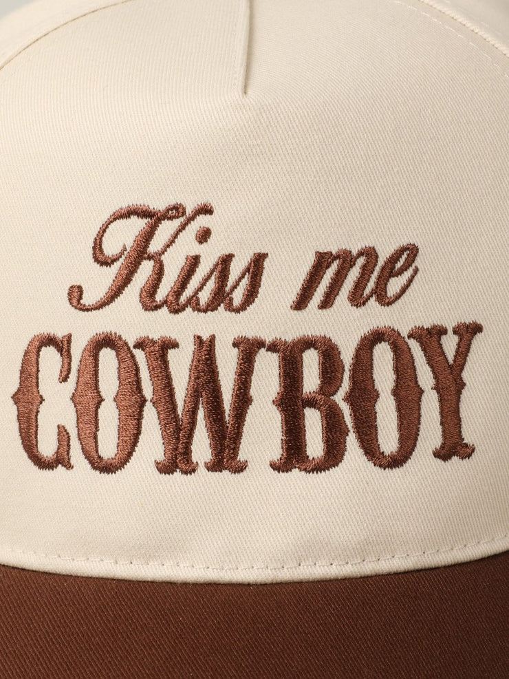 27 Kiss Me Cowboy Embroidered Trucker Hat