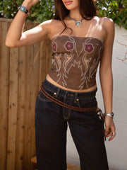 27 Western Floral Embroidered Corset Top