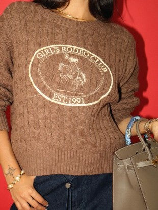 27 'Girl's Rodeo Club' Cable Knit Sweater