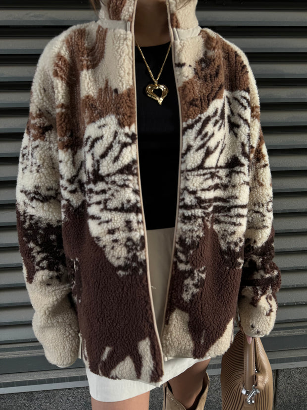 KUWALLA "Horsey Time" and "Wolf Pack" Unisex Sherpa Zip Up Jackets