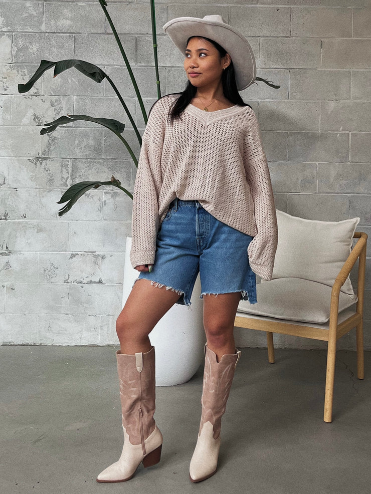 Z SUPPLY Kiami V-Neck Crochet Sweater