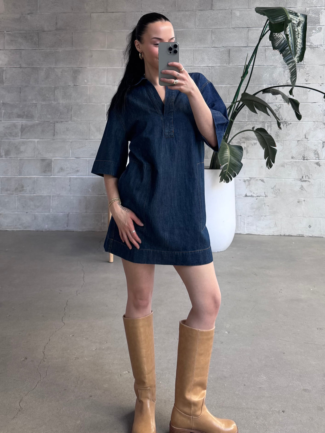 gentle fawn denim dress GENTLE FAWN LUCIANA DRESS | DARK BLUE NAVY