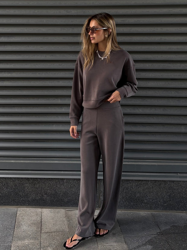 RD STYLE Long Sleeve Pullover and Wide Leg Pant Set