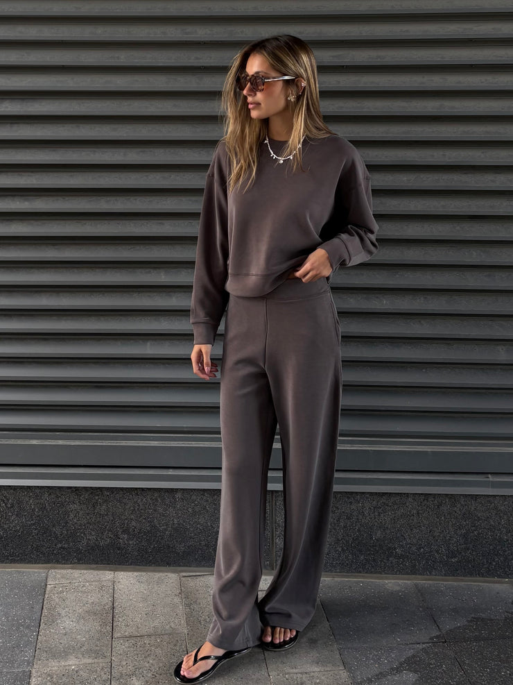 RD STYLE Long Sleeve Pullover and Wide Leg Pant Set
